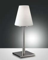 Tischleuchte Glas E14 Weiß Nickel H:35 cm dimmbar