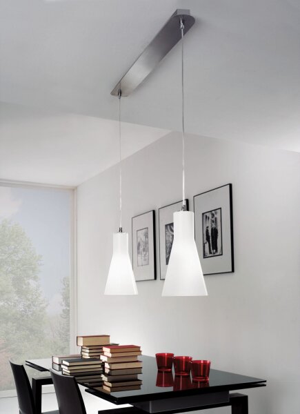 Hängelampe Glas Metall E27 Weiß Nickel blendarm
