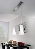 H&auml;ngelampe Glas Metall E27 Wei&szlig; Nickel blendarm