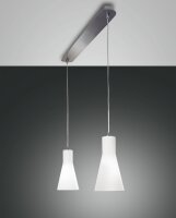 Hängelampe Glas Metall E27 Weiß Nickel blendarm