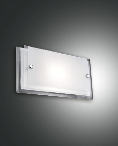 Wandleuchte Chrom E27 Metall Glas Weiß T:9 cm eckig