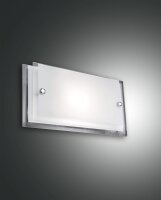 Wandleuchte Chrom E27 Metall Glas Wei&szlig; T:9 cm eckig