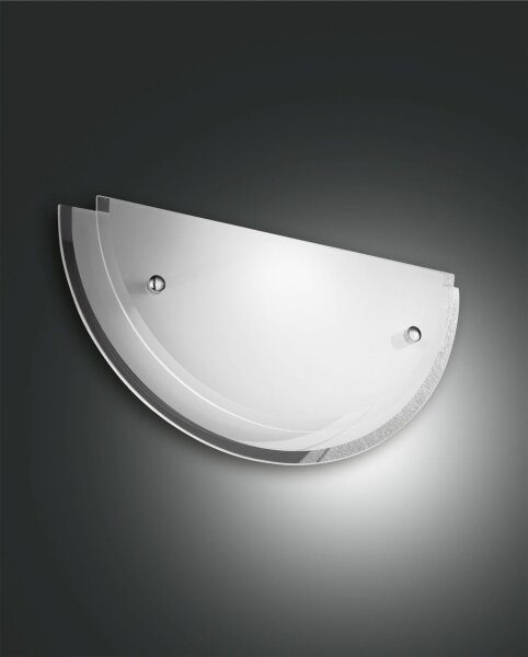 Wandleuchte Chrom E27 Glas Weiß B:33 cm dimmbar