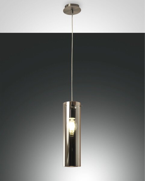 Hängelampe Nickel Rauchglas E27 blendarm Ø12 cm rund