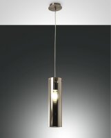 H&auml;ngelampe Nickel Rauchglas E27 blendarm &Oslash;12 cm rund