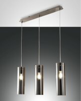 Hängelampe Nickel Rauchglas E27 L:83 cm blendarm