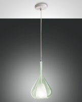 H&auml;ngelampe Glas Metall E27 Wei&szlig; Gr&uuml;n &Oslash;20 cm rund