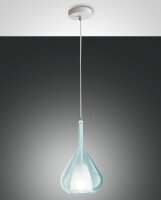 H&auml;ngelampe Azurblau E27 Metall Glas Wei&szlig; &Oslash;20 cm rund