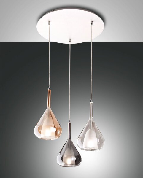 Pendelleuchte Glas Metall E27 L:50 cm blendarm rund
