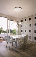 Pendelleuchte Glas Metall E27 L:50 cm blendarm rund