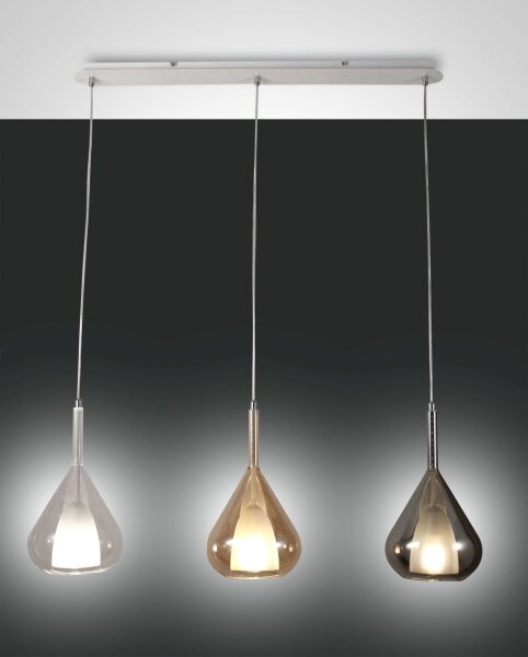 Hängelampe Glas E27 L:103 cm blendarm 3-flammig