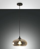 H&auml;ngelampe Rauchglas E27 blendarm &Oslash;27 cm Schwarz rund