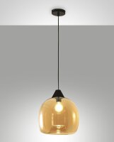 Pendelleuchte Bernstein E27 Glas rund &Oslash;31 cm Schwarz