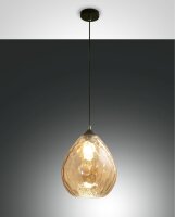 Pendelleuchte Bernstein E27 Glas rund Ø26 cm Schwarz