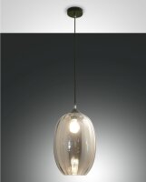 Pendelleuchte Rauchglas E27 blendarm &Oslash;25 cm Schwarz