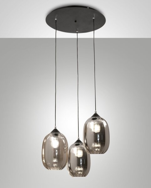 Hängelampe Rauchglas E27 Schwarz L:58 cm dekorativ