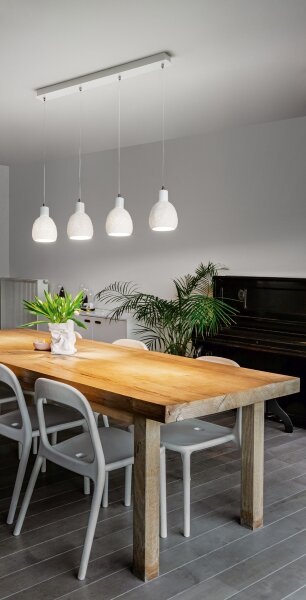 Hängelampe Keramik Metall E27 Weiß L:96 cm 4-flammig