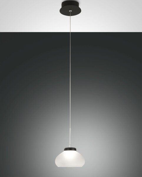 LED Pendelleuchte Glas 3000K Weiß Schwarz Ø14 cm rund