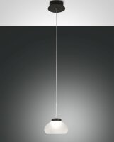 LED Pendelleuchte Glas 3000K Wei&szlig; Schwarz &Oslash;14 cm rund