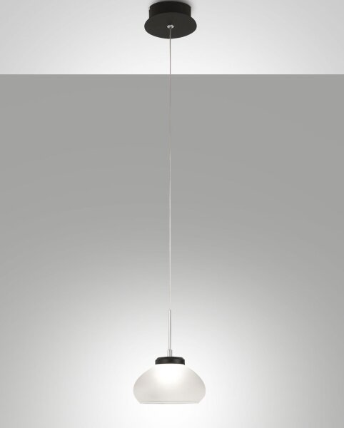 LED Hängelampe Glas 3000K Weiß Schwarz Ø14 cm rund