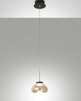 LED H&auml;ngelampe Bernstein 3000K Glas Schwarz &Oslash;14 cm rund