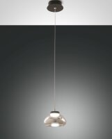 LED Pendelleuchte Rauchglas 3000K Schwarz &Oslash;14 cm rund