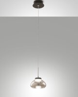 LED H&auml;ngelampe Rauchglas 3000K Schwarz &Oslash;14 cm rund