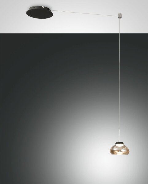 LED Pendelleuchte Bernstein 3000K Glas Schwarz L:350 cm
