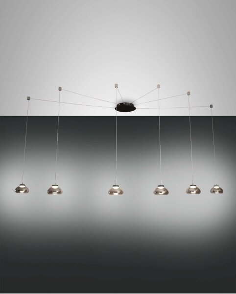 LED Pendelleuchte Rauchglas 3000K Schwarz L:700 cm