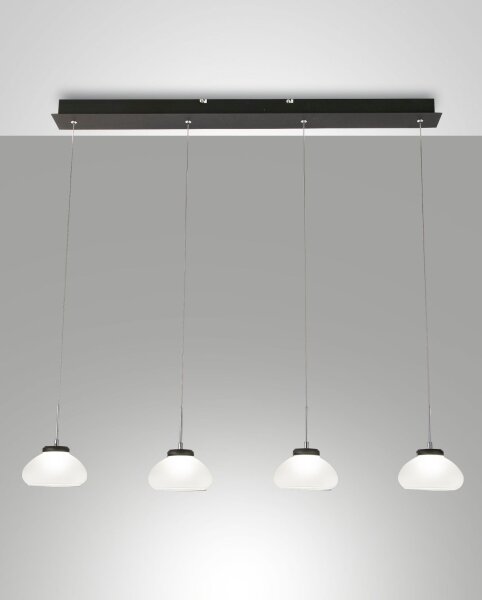 LED Hängelampe Glas Metall 3000K Weiß Schwarz L:90 cm
