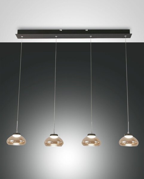 LED Pendelleuchte Bernstein 3000K Glas Schwarz L:90 cm