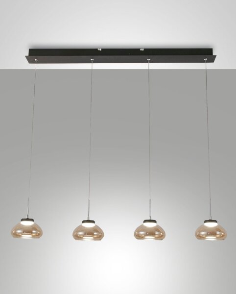 LED Hängelampe Bernstein 3000K Glas Schwarz L:90 cm