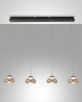 LED H&auml;ngelampe Bernstein 3000K Glas Schwarz L:90 cm