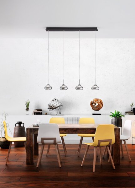 LED Pendelleuchte Rauchglas 3000K Schwarz L:90 cm