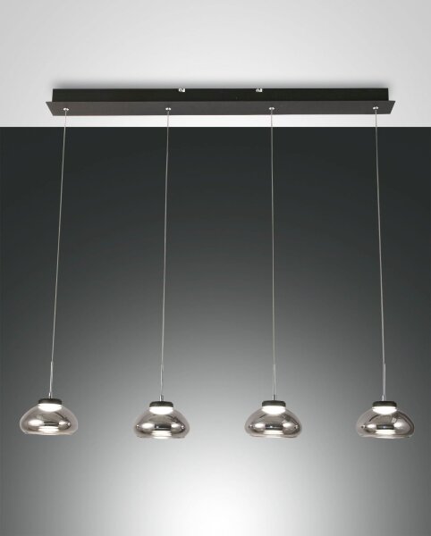 LED Pendelleuchte Rauchglas 3000K Schwarz L:90 cm