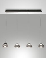 LED H&auml;ngelampe Rauchglas Metall 3000K Schwarz L:90 cm