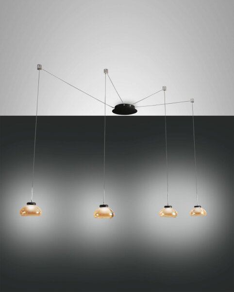 LED Pendelleuchte Bernstein 3000K Schwarz Glas L:700 cm