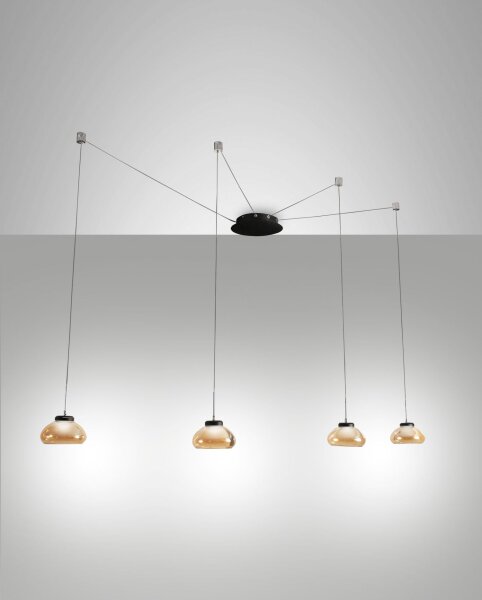 LED Hängelampe Bernstein 3000K Schwarz Glas L:700 cm