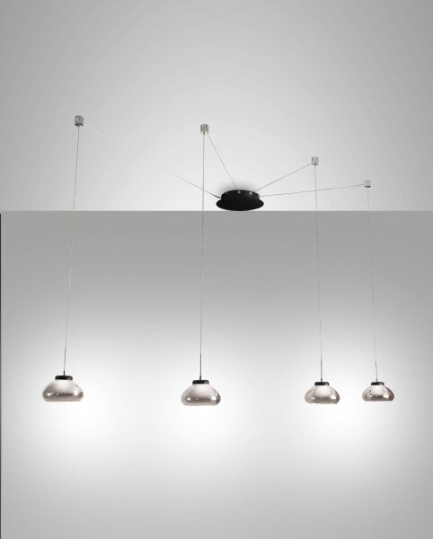 LED Hängelampe Schwarz Rauchglas 3000K L:700 cm
