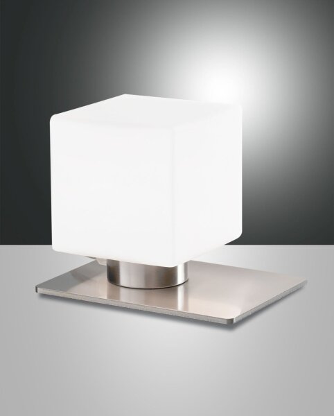 Tischleuchte Glas G9 Weiß Nickel dimmbar H:13 cm