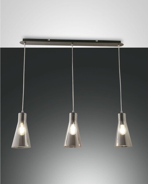 Pendelleuchte Rauchglas E27 Schwarz L:83 cm dekorativ
