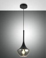 Pendelleuchte Rauchglas E27 blendarm &Oslash;20 cm Schwarz