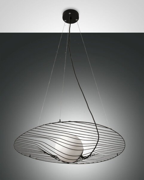 Pendelleuchte Glas Metall E27 Schwarz L:70 cm dimmbar