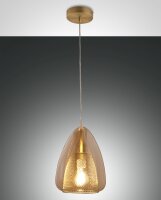 H&auml;ngelampe Bernstein E27 Glas Metall &Oslash;22 cm rund