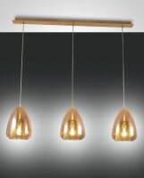 Pendelleuchte Bernstein E27 Glas Metall L:112 cm