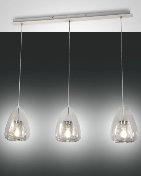 Pendelleuchte Glas E27 Weiß L:112 cm 3-flammig