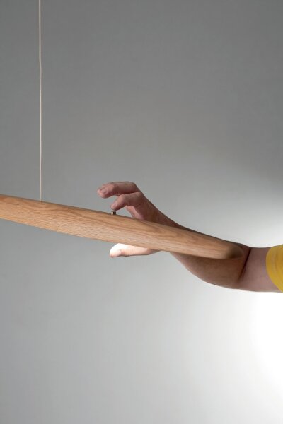 LED Hängelampe Holz 3000K Weiß dimmbar L:130 cm