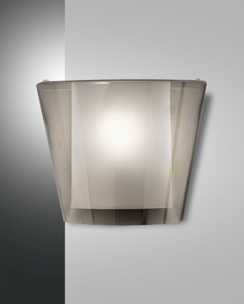 Wandleuchte Rauchglas Metall E27 Weiß blendarm