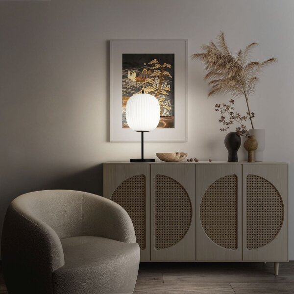 Tischleuchte Glas E27 Weiß 52 cm Schwarz blendarm