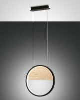 LED Pendelleuchte Holz Metall 3000K Schwarz L:40 cm